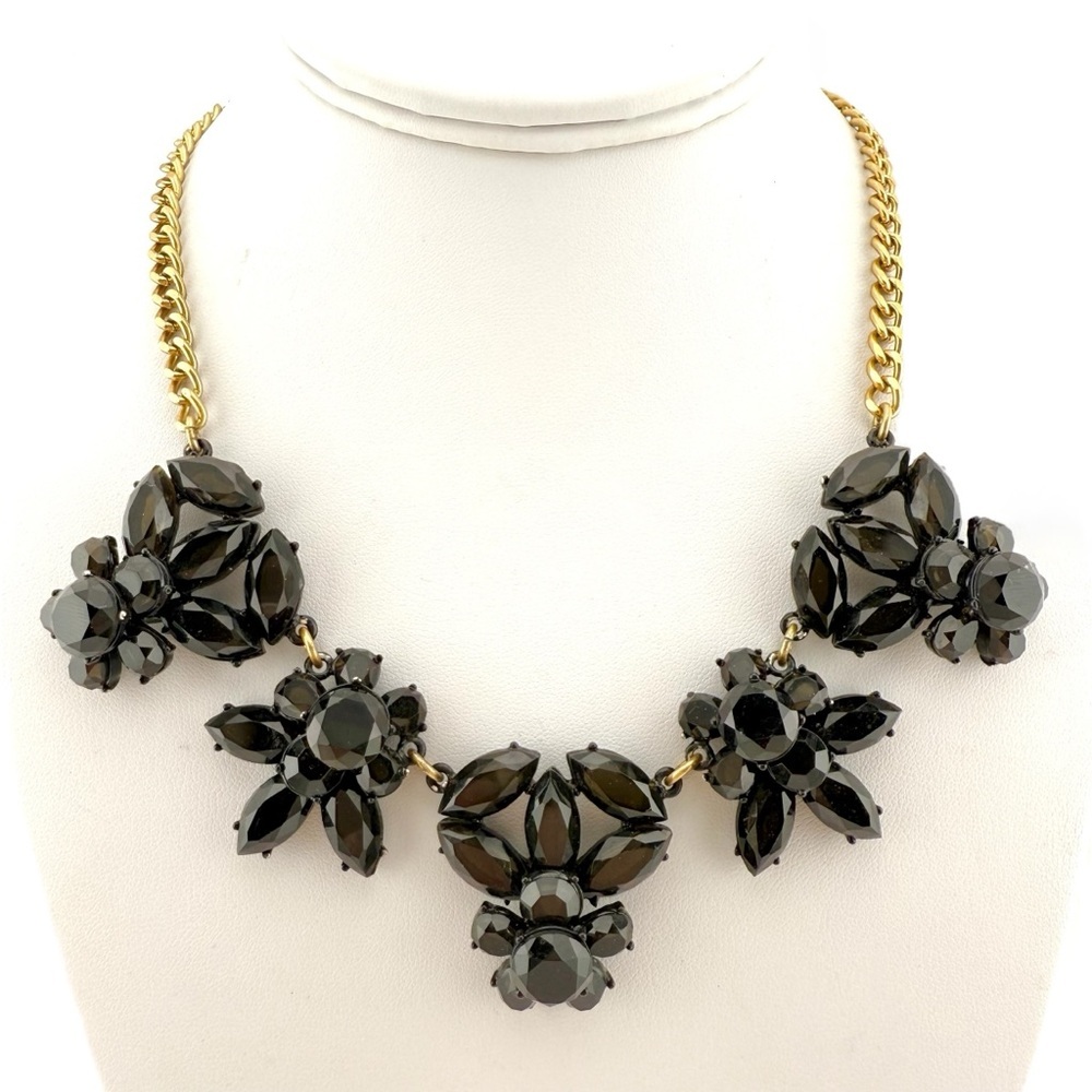 J. Crew Black and Gold Floral Necklace